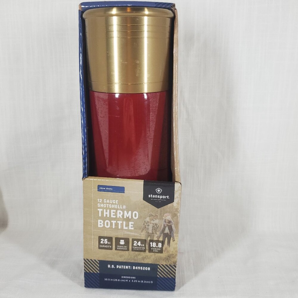 Stansport 12 Gauge Shotshell Thermo Bottle 25oz Capacity 24hr Temperature New